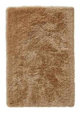 Beige Thick Shaggy Plain Handmade Modern Acrylic Rug for Living Room and Bedroom-120cm X 170cm - 9