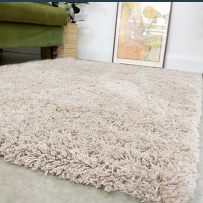 Beige Thick Soft Shaggy Area Rug 200x290cm