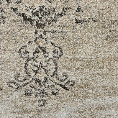 Beige Traditional Luxurious Easy To Clean Bordered Floral Soft Dining Room Rug-120cm X 170cm