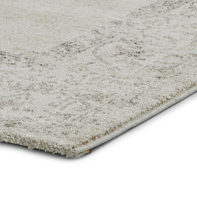 Beige Traditional Luxurious Easy To Clean Bordered Floral Soft Dining Room Rug-120cm X 170cm