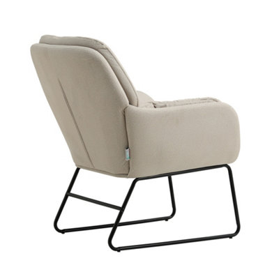 Beige Tufted Leisure Armchair with Metal Legs