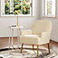 Beige Velvet Armchair Upholstered Accent Chair Lounge Chair Arm Chair with Gold Plated Feet