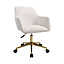 Beige Velvet Upholstered Home Office Swivel Task Chair with Flared Arms