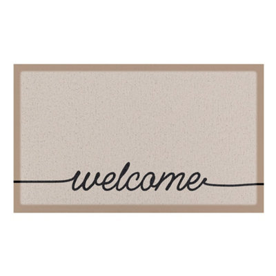 Beige Welscribble Indoor & Outdoor Doormat - 70x40cm