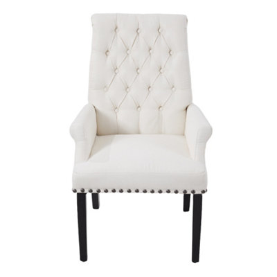 Beige-white Modern Upholstered Dining Chair 56.5 x 56.5 x 105cm