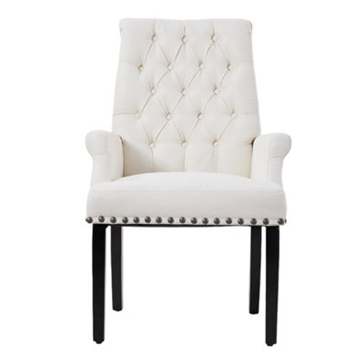 Beige-white Modern Upholstered Dining Chair 56.5 x 56.5 x 105cm