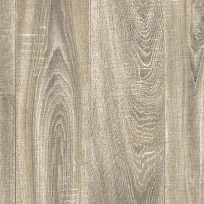 Beige Wood Effect Anti-Slip Vinyl Flooring For LivingRoom, Kitchen,2.7mm Thick Cushion Backed Vinyl Sheet-2m(6'6") X 2m(6'6")-4m²