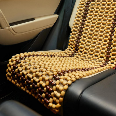 Beige Wooden Beaded Seat Cover Wood Beaded Car Seat Beads Massage Comfortable Wooden Seat Cushion 145cm