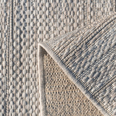 Beige Woven Flatweave Indoor Outdoor Hardwearing Area Rug 160x230cm