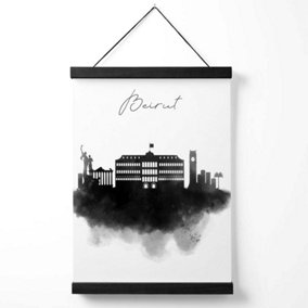 Beirut Watercolour Skyline City Medium Poster with Black Hanger