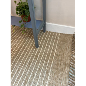 Bekal Flat Weave Rug Striped Design Cotton and Jute 120 cm x 180 cm
