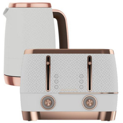 Beko Cosmopolis 1.7L Kettle And 4 Slice Toaster Set White Rose Gold DIY at B Q