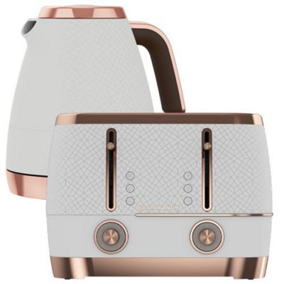 Beko Cosmopolis Dome Kettle And 4 Slice Toaster Set White Rose Gold DIY at B Q