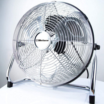 Belaco 12" Chrome Metal Floor Fan - High Velocity