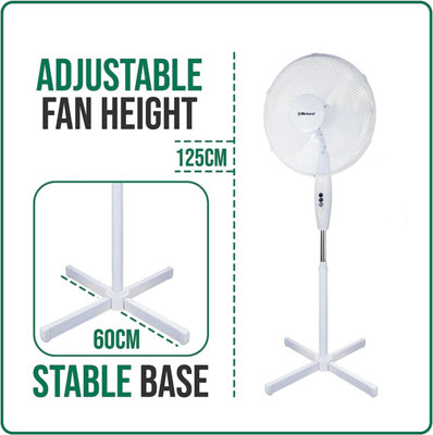 Belaco 16"  Stand Fan - White - Height Adjustable