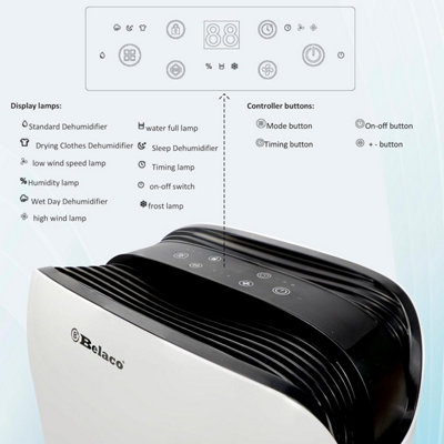 Belaco 18L/Day Dehumidifier, Portable Dehumidifier with Digital Humidity Display,