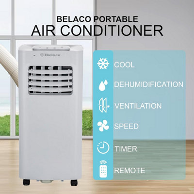 Belaco Air Conditioning Unit, Portable,  9000BTU 4-in1 , Timer, Remote, Dual Window Kit