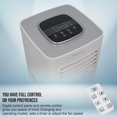 Belaco Air Conditioning Unit, Portable,  9000BTU 4-in1 , Timer, Remote, Dual Window Kit