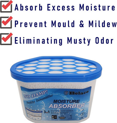 Belaco Disposable Dehumidifier Pack of 12x 500ml Prevent Mould & Mildew, Eliminating Musty Odour, Remove Dampness, Absorber