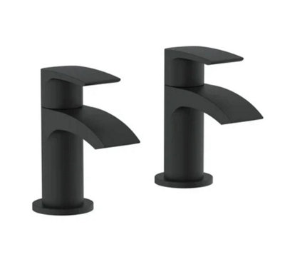 Belantia Matt Black Basin Taps (Pair) Hot and Cold Separates