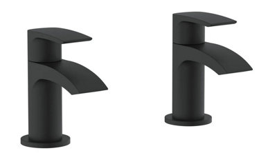 Belantia Matt Black Bath Taps (Pair) Hot and Cold Separates