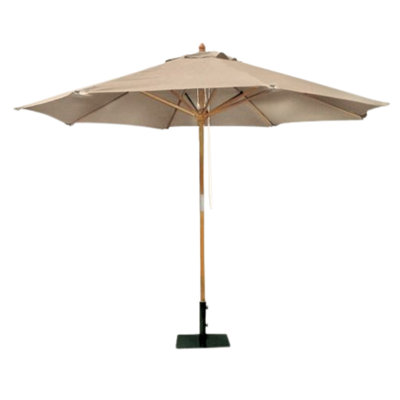 Belavi 3M Hardwood Round Garden Parasol Taupe