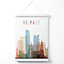 Belfast Colourful City Skyline Poster with Hanger / 33cm / White