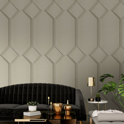 Belgravia Alessia Panel Heavyweight Textured Vinyl Wallpaper Cream 218