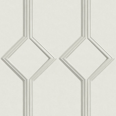 Belgravia Azzura Panel Off White Trellis Geometric Pattern Wallpaper A9503