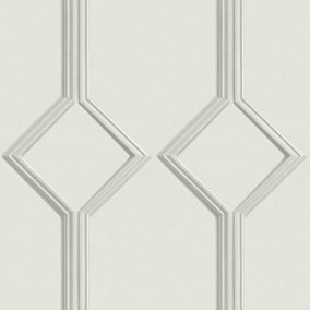 Belgravia Azzura Panel Off White Trellis Geometric Pattern Wallpaper A9503