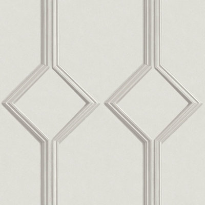 Belgravia Azzura Panel Off White Trellis Geometric Pattern Wallpaper A9503