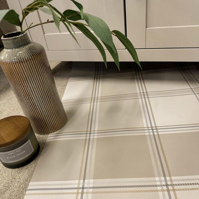 Belgravia Bramble Check Beige Wallpaper Fabric Effect Modern Feature Wall, Office, Home Beige Wallpaper - 2304