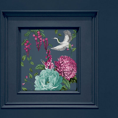 Belgravia Corinthia Wood Panel Wallpaper Blue 244