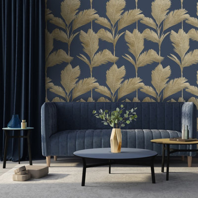 Belgravia Décor Alessia Leaf Gold Textured Wallpaper