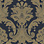 Belgravia Décor Amara Damask Navy Textured Wallpaper