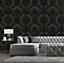 Belgravia Décor Amara Damask Raffinata Black Wallpaper