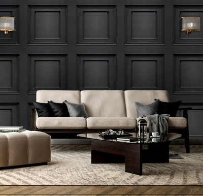 Belgravia Décor Amara Panel Black Textured Wallpaper