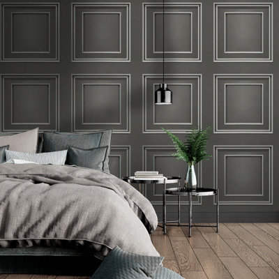 Belgravia Décor Amara Panel Grey Textured Wallpaper