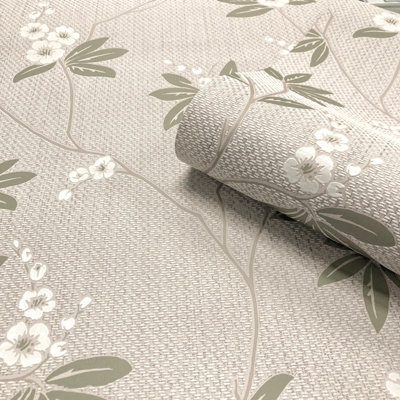 Belgravia Décor Amelie Blossom Beige/Green Wallpaper