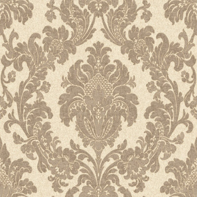 Belgravia Décor Ciara Damask Soft Beige Wallpaper