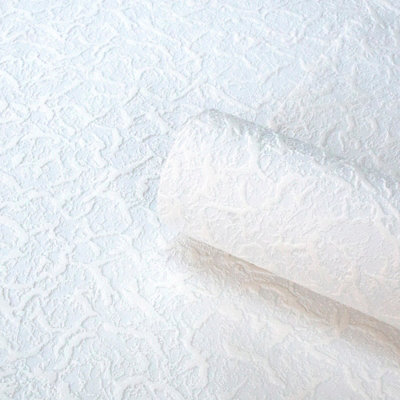 Belgravia Décor Cracked Ice Blown White Paintable Textured Wallpaper