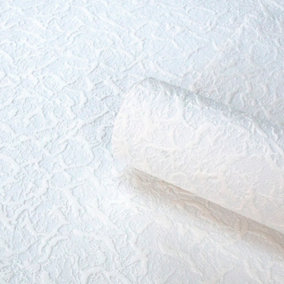 Belgravia Décor Cracked Ice Blown White Paintable Textured Wallpaper