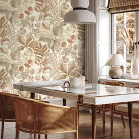 Belgravia Décor Eden Leaf Natural Smooth Wallpaper