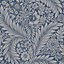 Belgravia Décor Florence All Over Leaf Blue Smooth Wallpaper