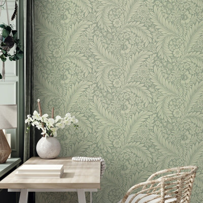 Plain Green Fabric, Wallpaper and Home Decor