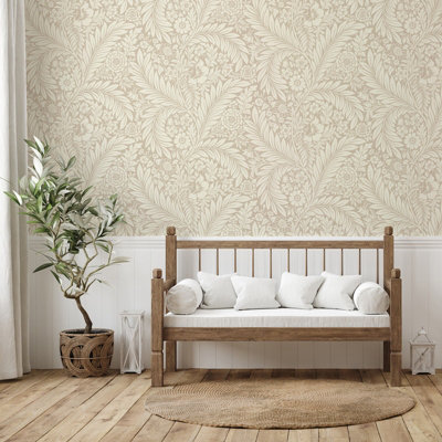 Belgravia Décor Florence All Over Leaf Natural Smooth Wallpaper