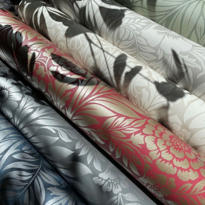 Belgravia Décor Florence All Over Leaf Red Smooth Wallpaper