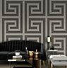 Belgravia Décor Giorgio Greek Key Geometric Grey Textured Wallpaper