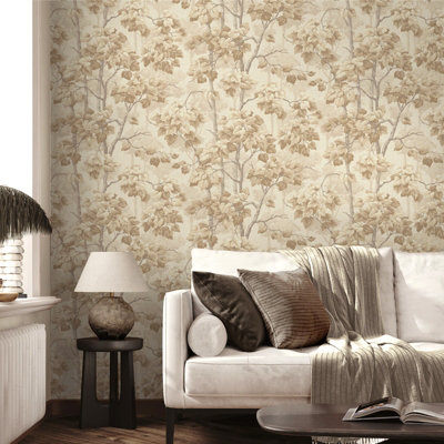 Belgravia Décor Giorgio Tree Natural Textured Wallpaper | DIY at B&Q