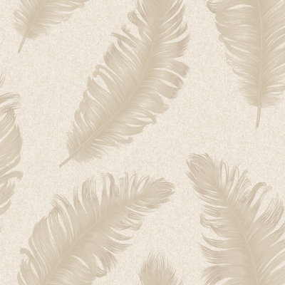 Belgravia Décor Glitter Feather Beige Textured Wallpaper